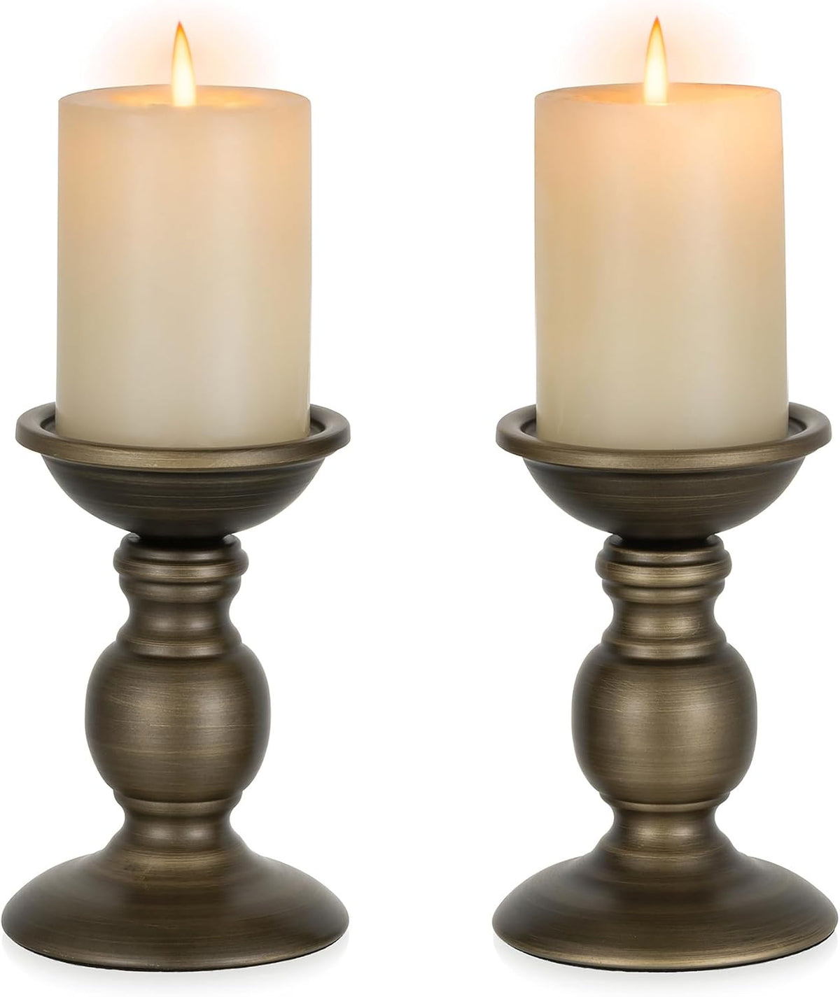 Black Metal Pillar Candle Holders Set of 2