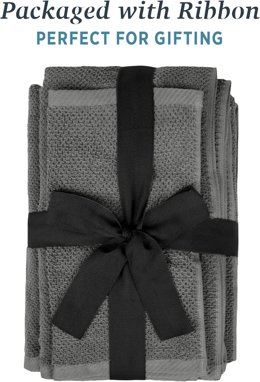 Franklin 100% Cotton Popcorn Textured Hand Towels – 6 Pack, Charcoal