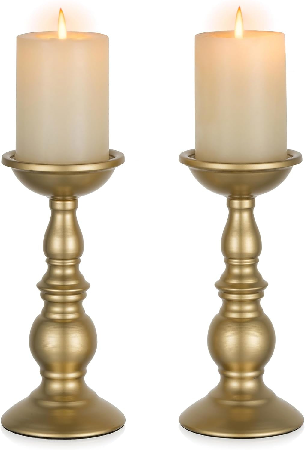 Black Metal Pillar Candle Holders Set of 2