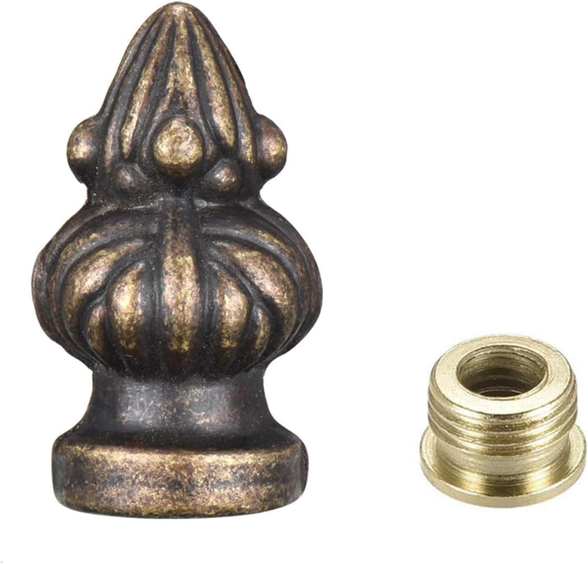 Antique Brass Lamp Finial Caps – Set of 2