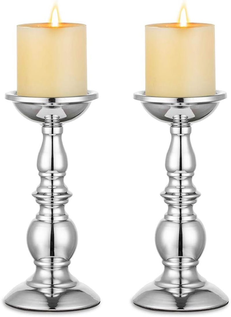 Black Metal Pillar Candle Holders Set of 2