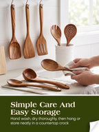 Teak Wood Kitchen Utensil Set – 8 Piece Cooking Tool Collection