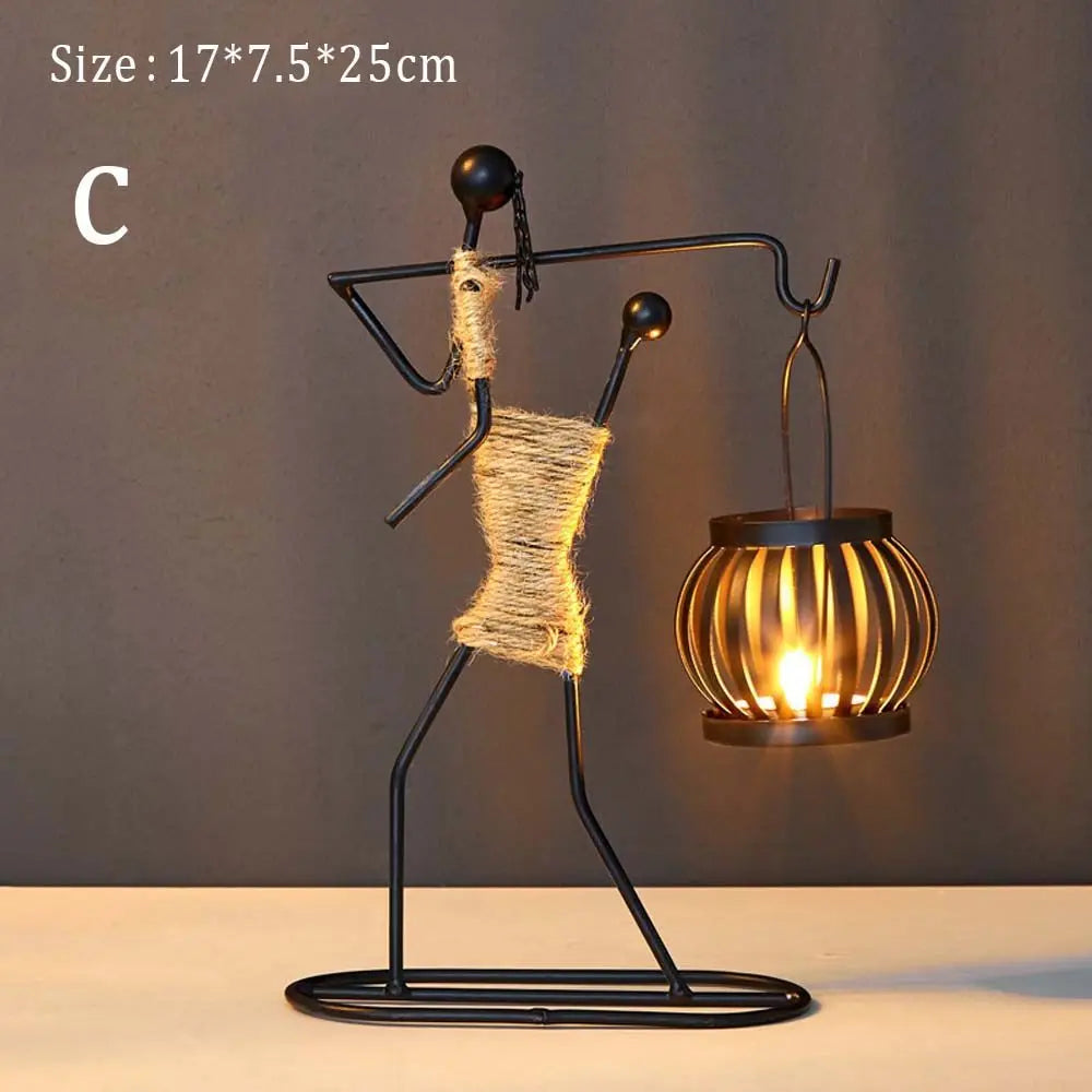 Nordic Metal Abstract Character Candlestick Holder