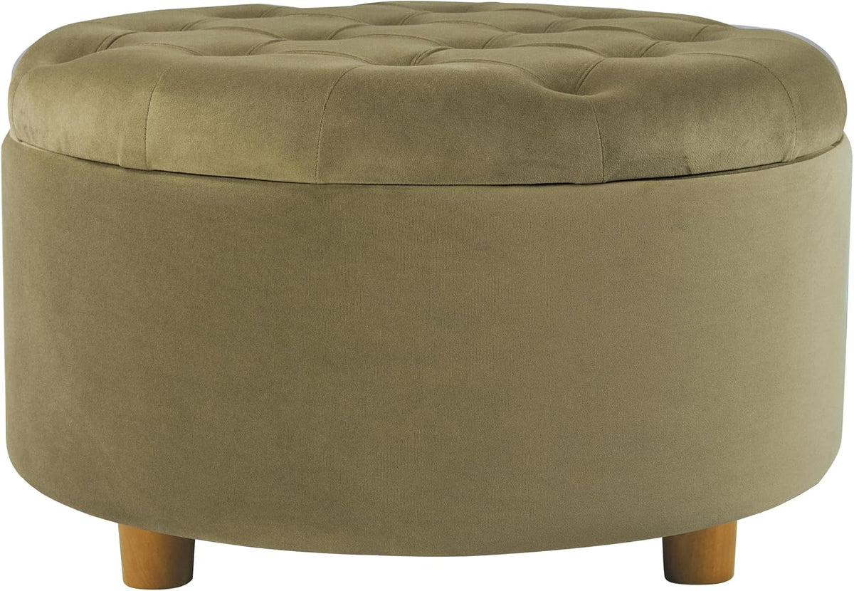 Large Button Tufted Velvet Storage Ottoman – Berry