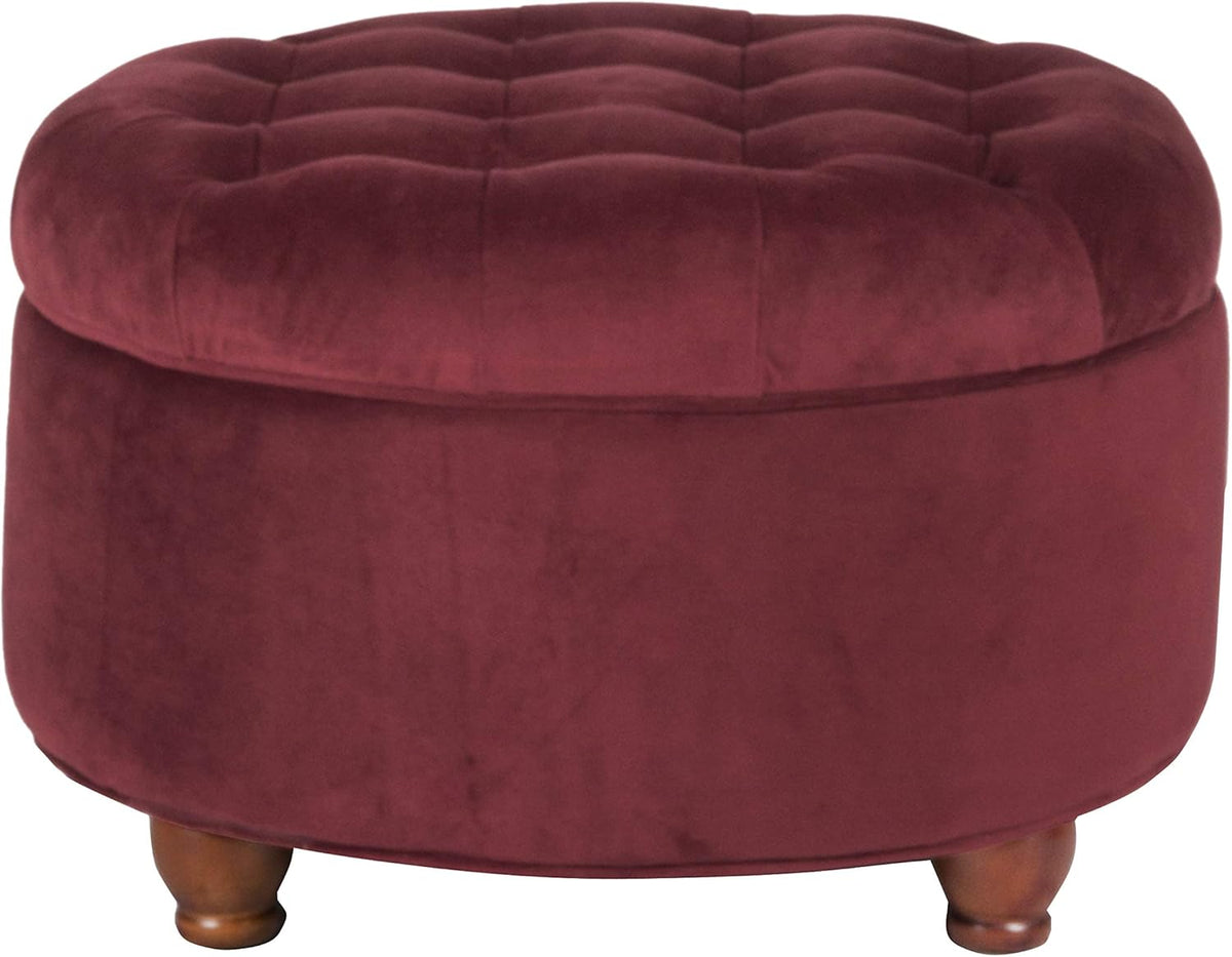 Large Button Tufted Velvet Storage Ottoman – Berry