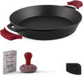 Cast Iron Skillet Set with Glass Lids & Silicone Handle Covers