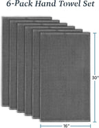 Franklin 100% Cotton Popcorn Textured Hand Towels – 6 Pack, Charcoal