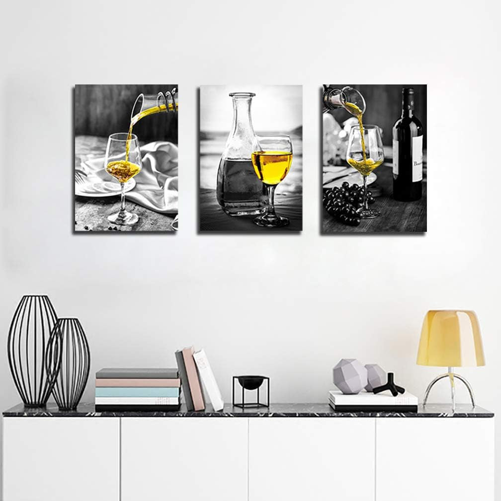 Wine Canvas Wall Art Set for Dining Room