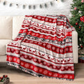 Holiday Reindeer & Snowflakes Fleece Throw Blanket – Red, 50" x 60"