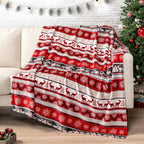 Holiday Reindeer & Snowflakes Fleece Throw Blanket – Red, 50" x 60"