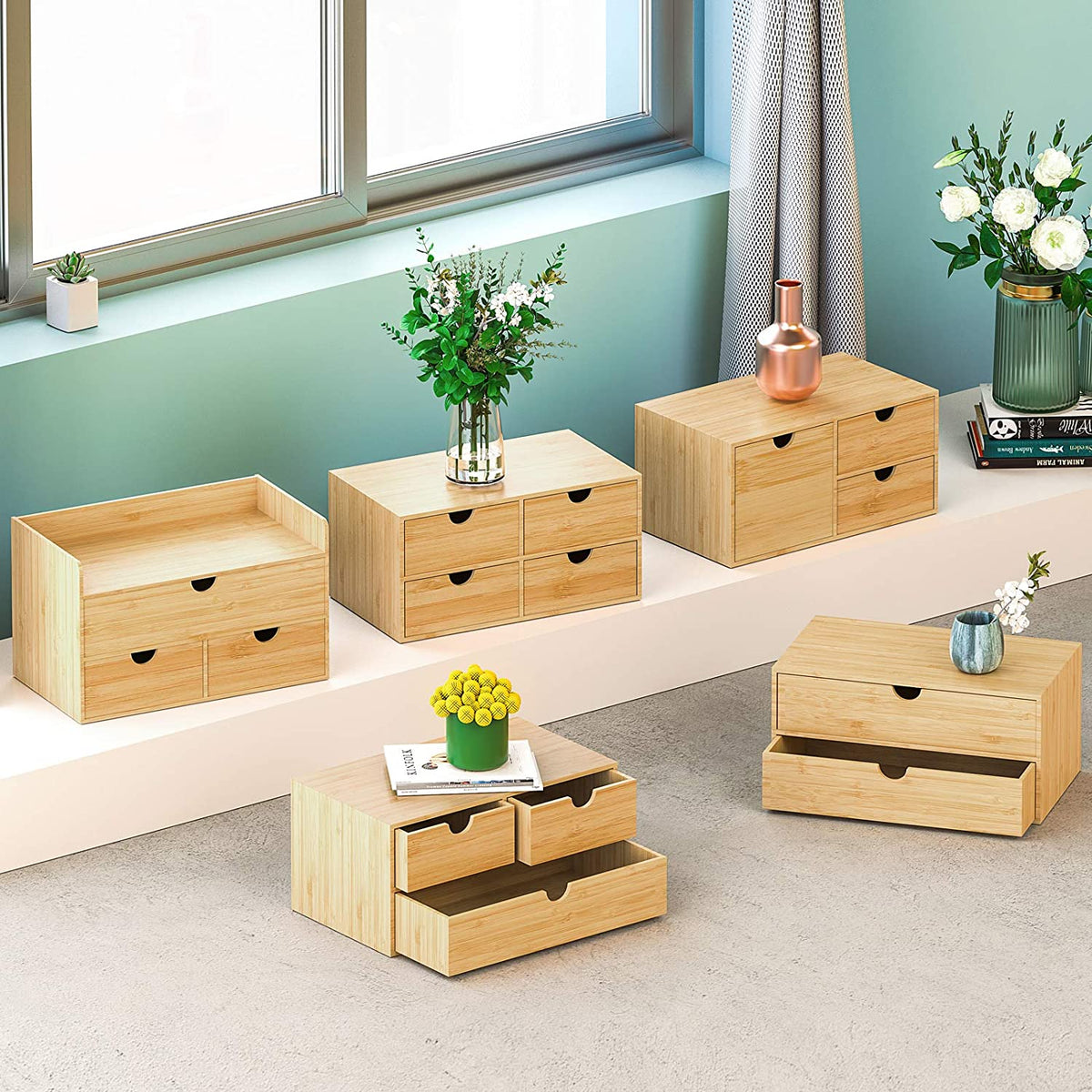 Bamboo Desk Organizer with 3 Drawers