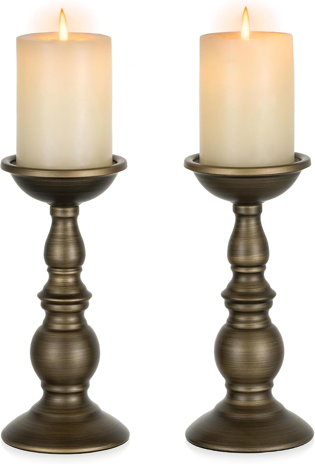 Black Metal Pillar Candle Holders Set of 2