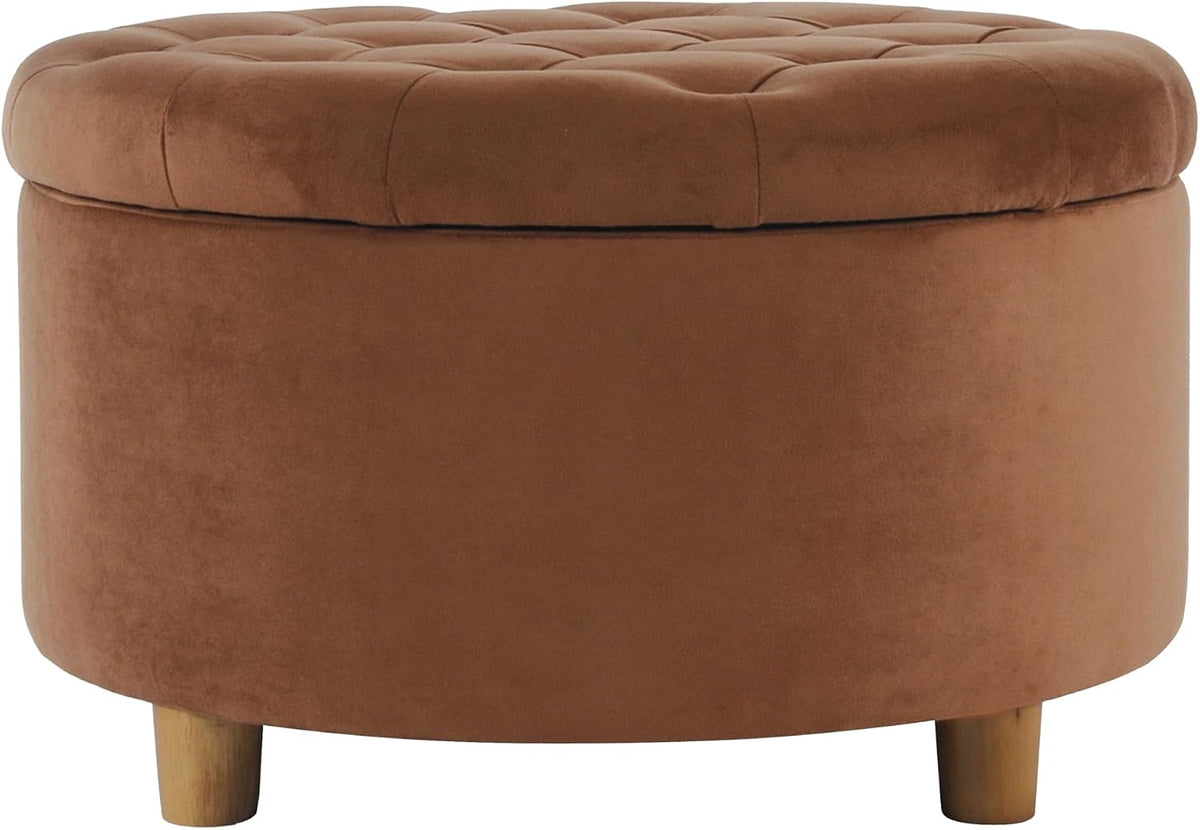 Large Button Tufted Velvet Storage Ottoman – Berry