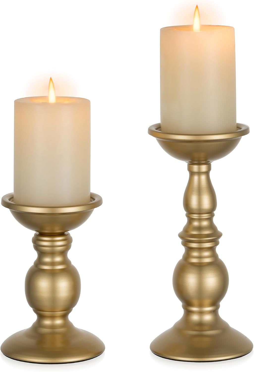 Black Metal Pillar Candle Holders Set of 2