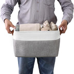 Large Fabric Storage Bins Set of 4 – Grey & White