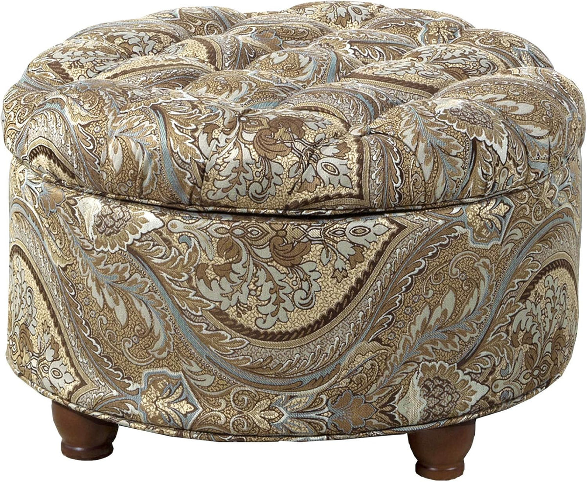 Large Button Tufted Velvet Storage Ottoman – Berry