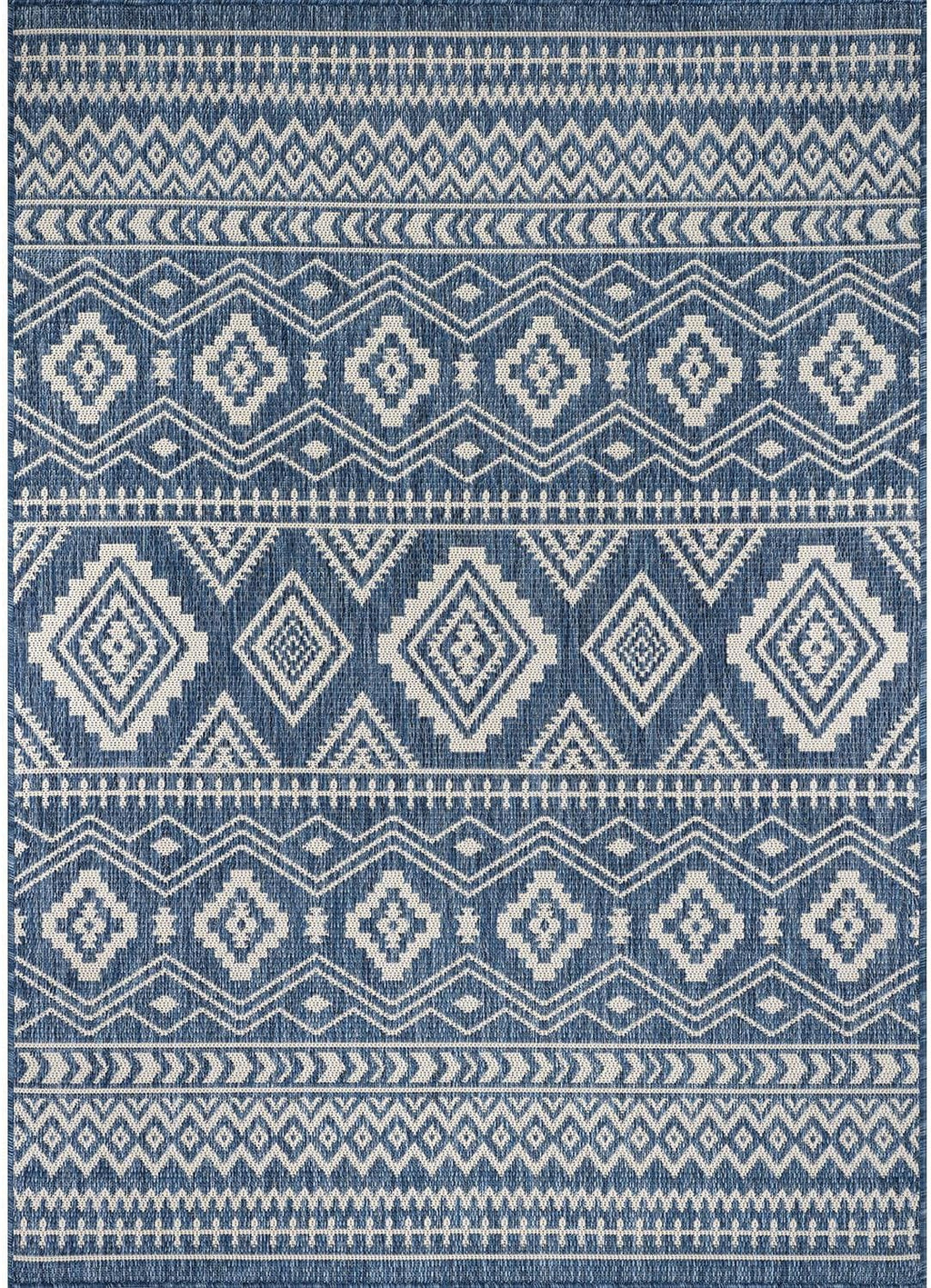 Waikiki Boho Indoor Outdoor Rug – 5' x 7' Azure & White
