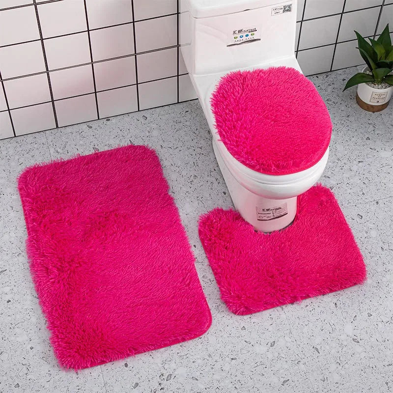 3-Piece Bathroom Rug & Toilet Lid Cover Set
