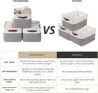 Large Fabric Storage Bins Set of 4 – Grey & White