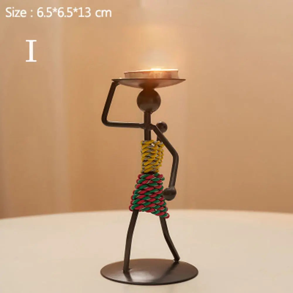 Nordic Metal Abstract Character Candlestick Holder
