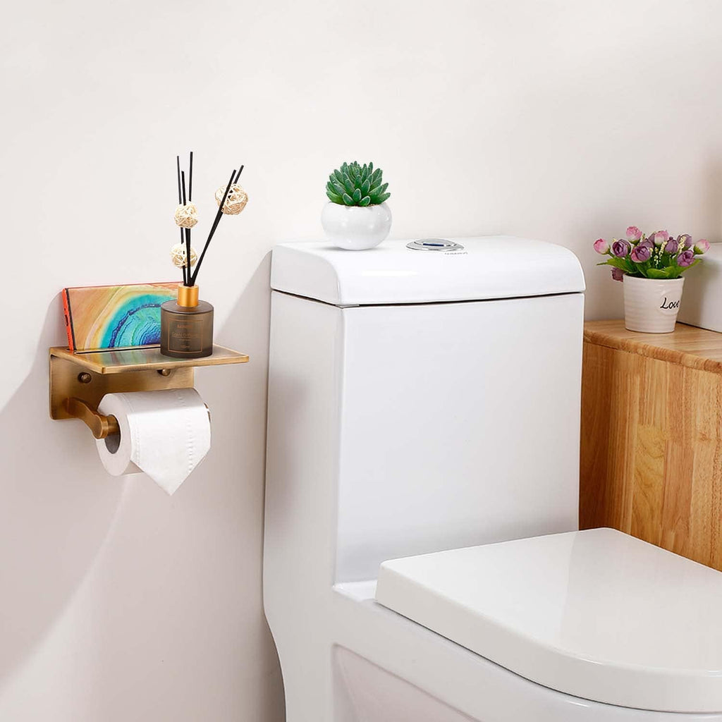 Toilet Paper Holder with Storage Shelf