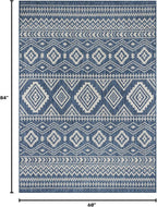 Waikiki Boho Indoor Outdoor Rug – 5' x 7' Azure & White