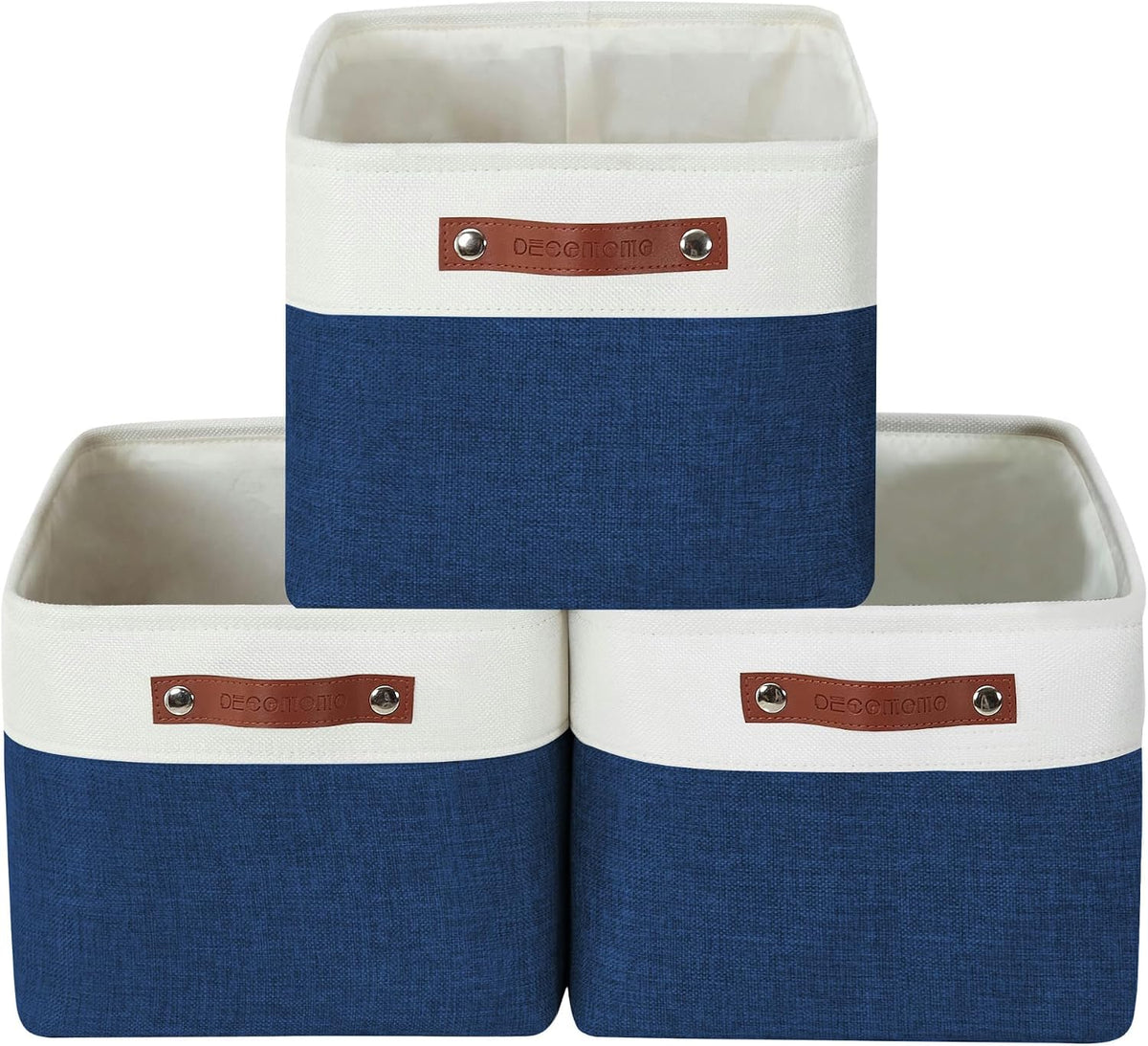 Large Fabric Storage Bins Set of 4 – Grey & White