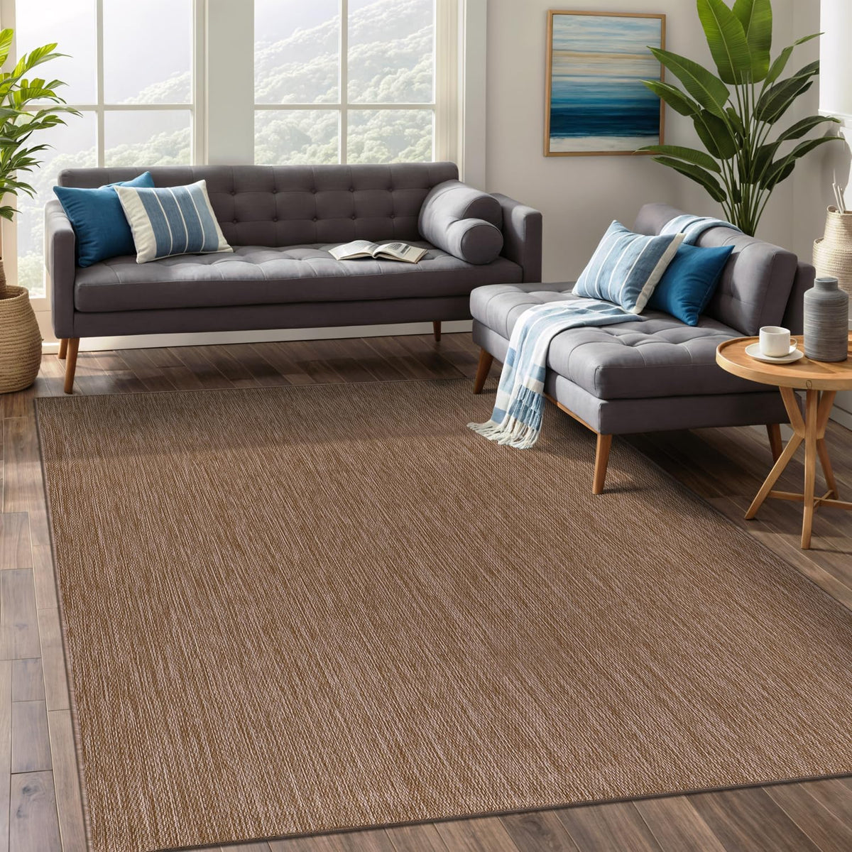 Waikiki Boho Indoor Outdoor Rug – 5' x 7' Azure & White