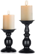 Black Metal Pillar Candle Holders Set of 2