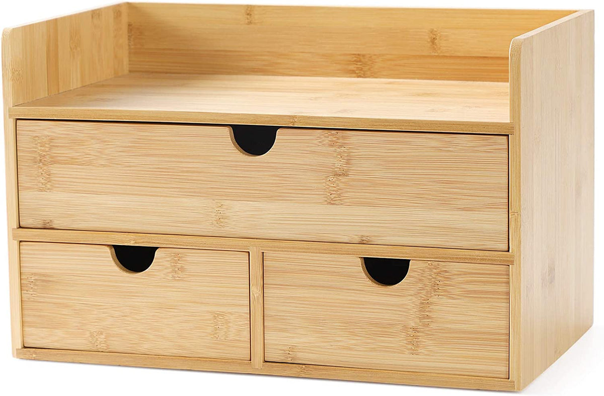 Bamboo Desk Organizer with 3 Drawers