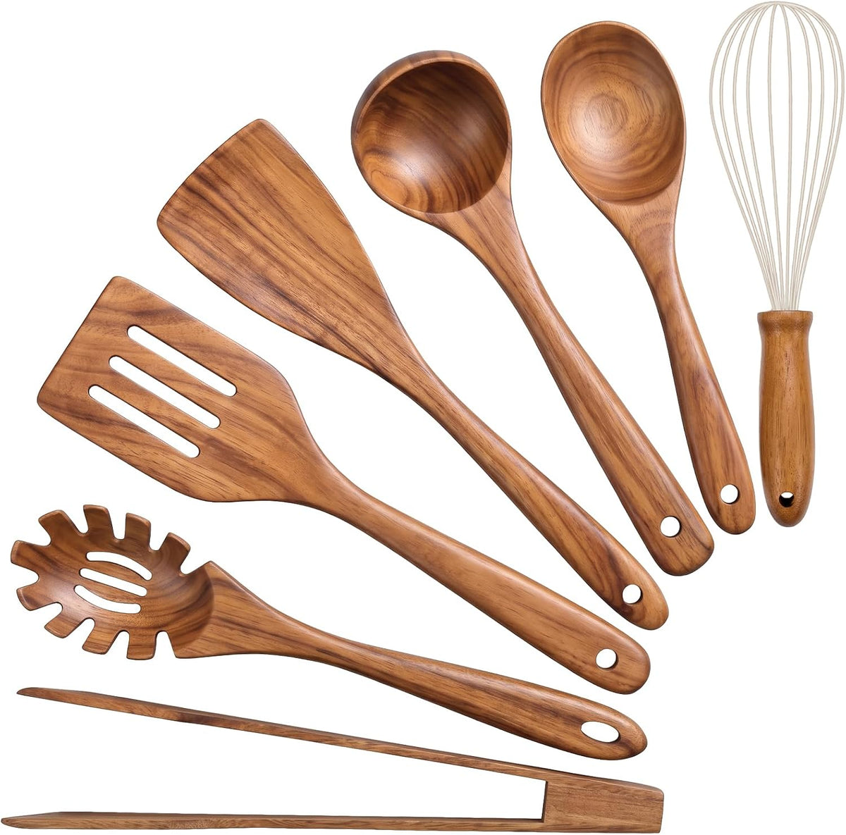 Teak Wood Kitchen Utensil Set – 10 Piece Cooking Tool Collection