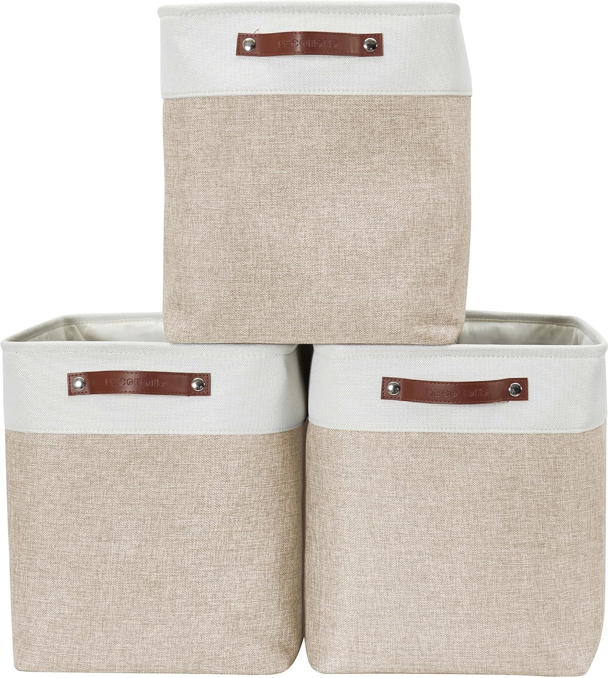 Large Fabric Storage Bins Set of 4 – Grey & White