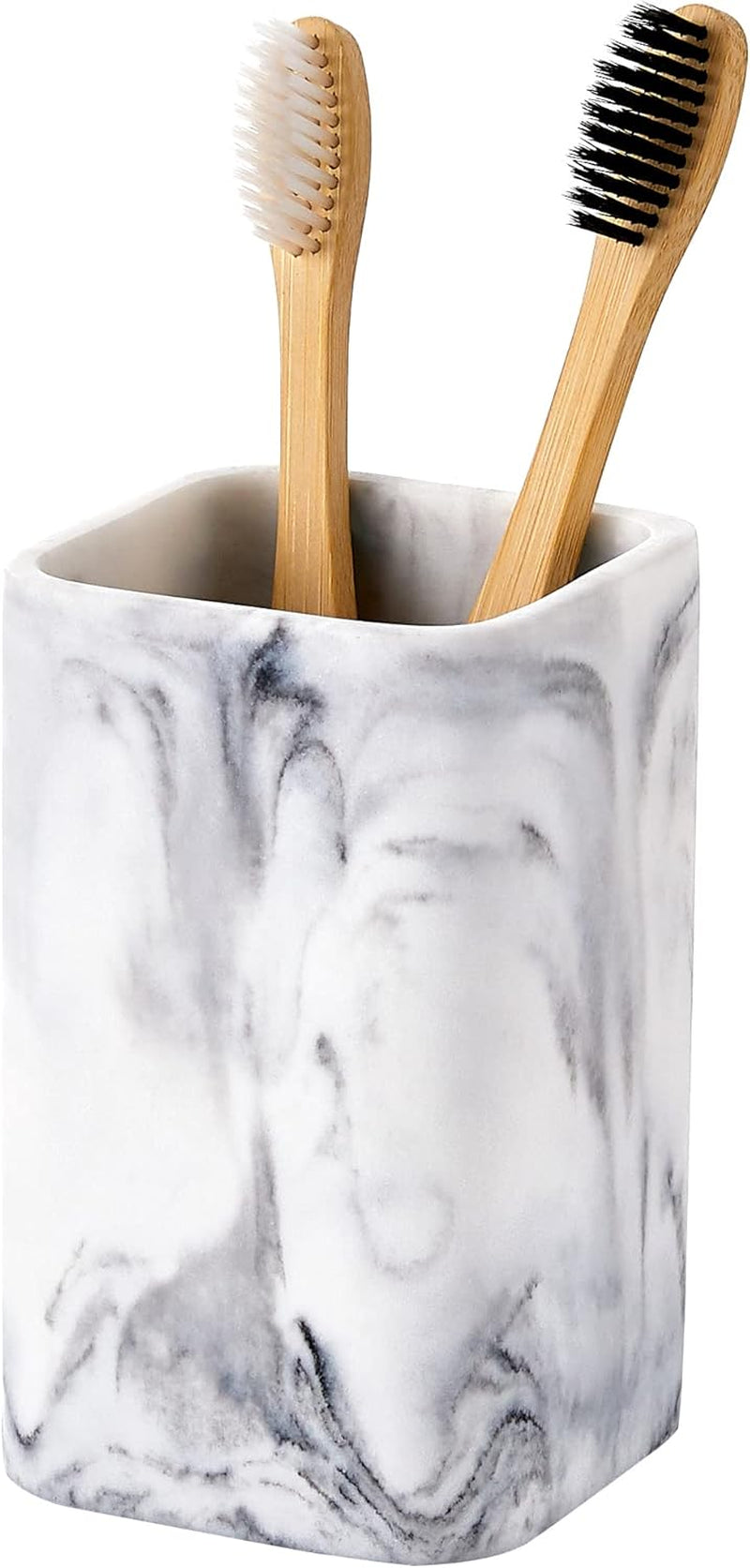 Marble Look Toothbrush Holder with Detachable Tray