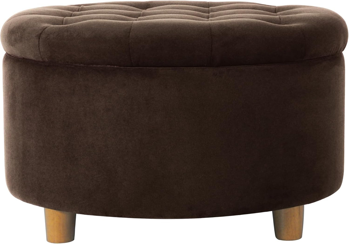 Large Button Tufted Velvet Storage Ottoman – Berry