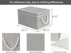 Storage Bins with Lids, Decorative Storage Boxes with Lid and Soft Rope Handles, Foldable Storage Baskets for Closet, Shelves, Stackable, 3-Pack, Gray, Large