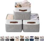 Large Fabric Storage Bins Set of 4 – Grey & White