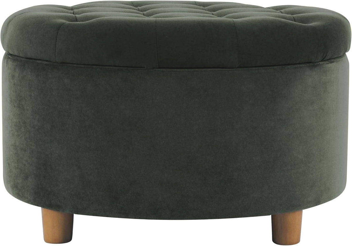 Large Button Tufted Velvet Storage Ottoman – Berry