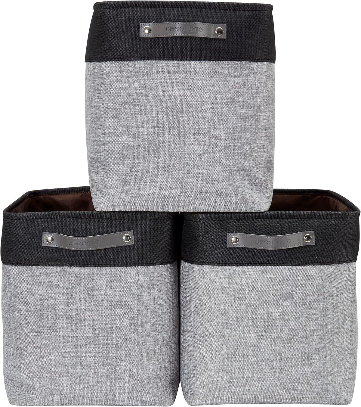 Large Fabric Storage Bins Set of 4 – Grey & White