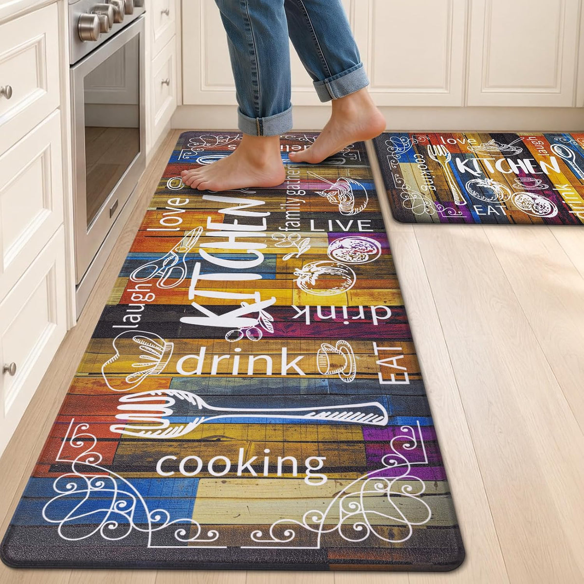 Anti-Fatigue Kitchen Rugs Set of 2