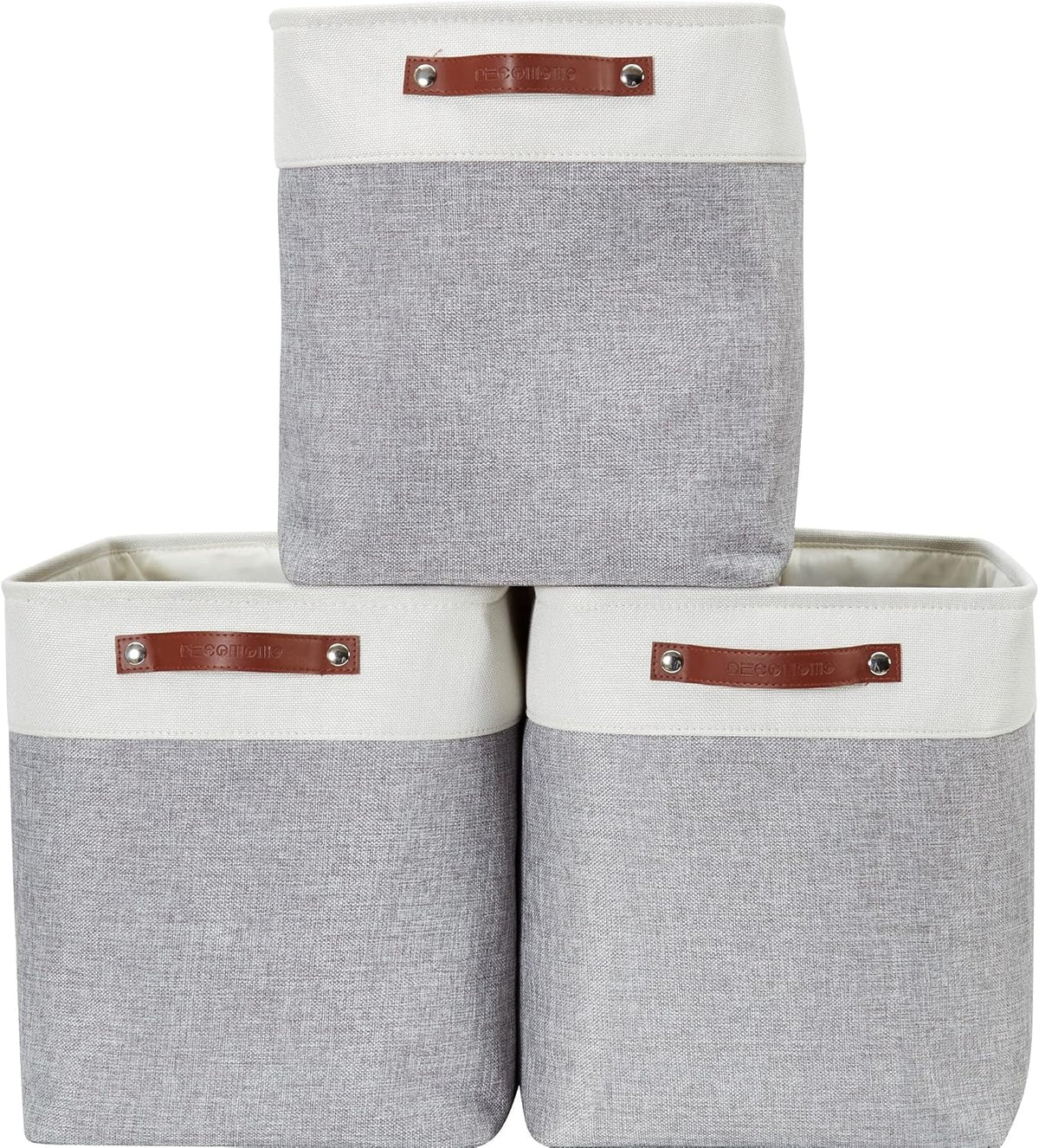 Large Fabric Storage Bins Set of 4 – Grey & White