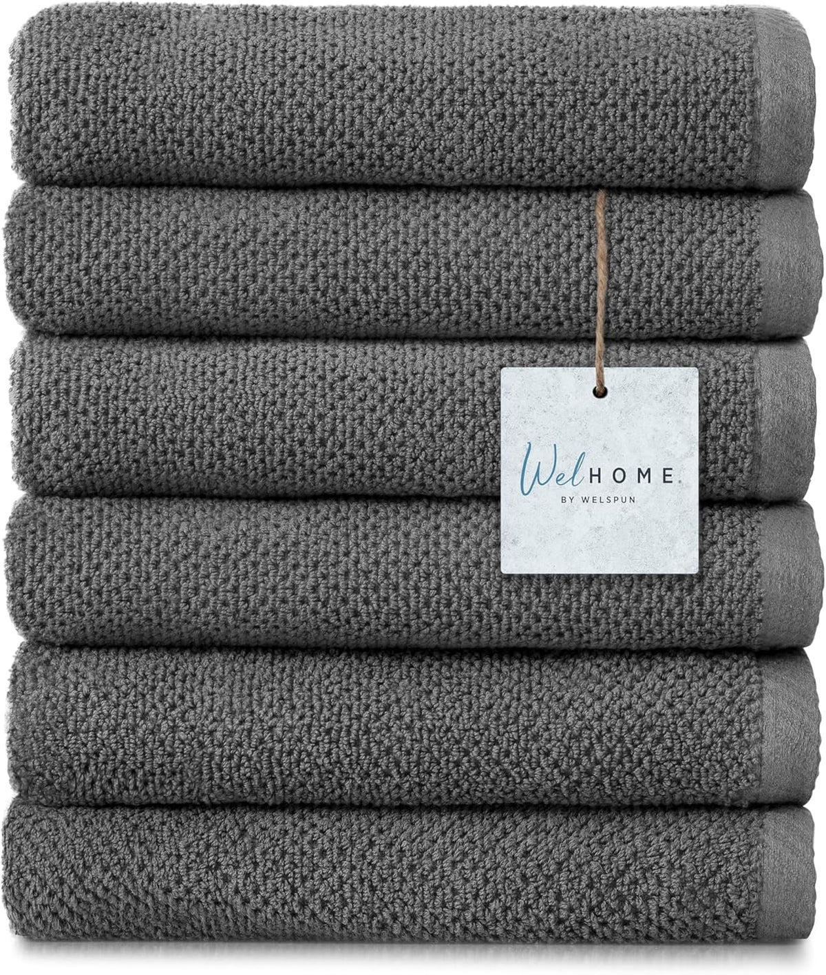 Franklin 100% Cotton Popcorn Textured Hand Towels – 6 Pack, Charcoal