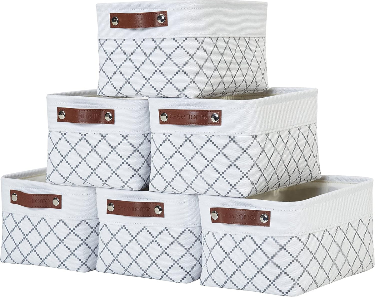 Large Fabric Storage Bins Set of 4 – Grey & White