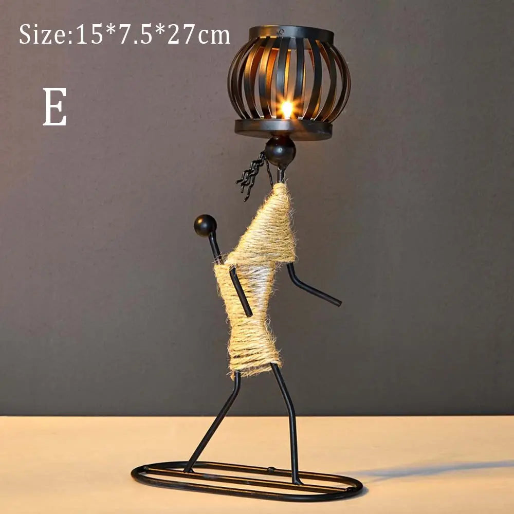 Nordic Metal Abstract Character Candlestick Holder