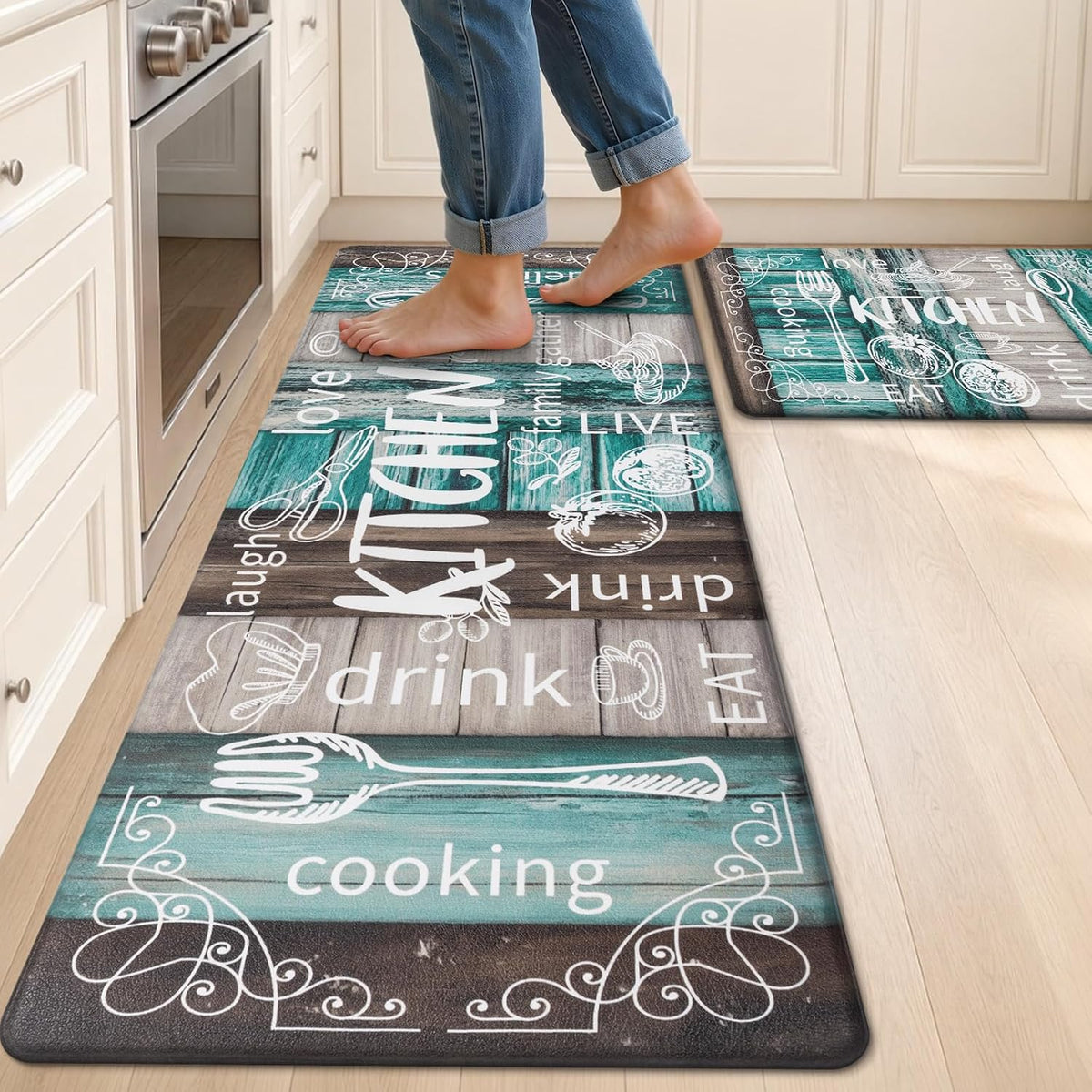 Anti-Fatigue Kitchen Rugs Set of 2