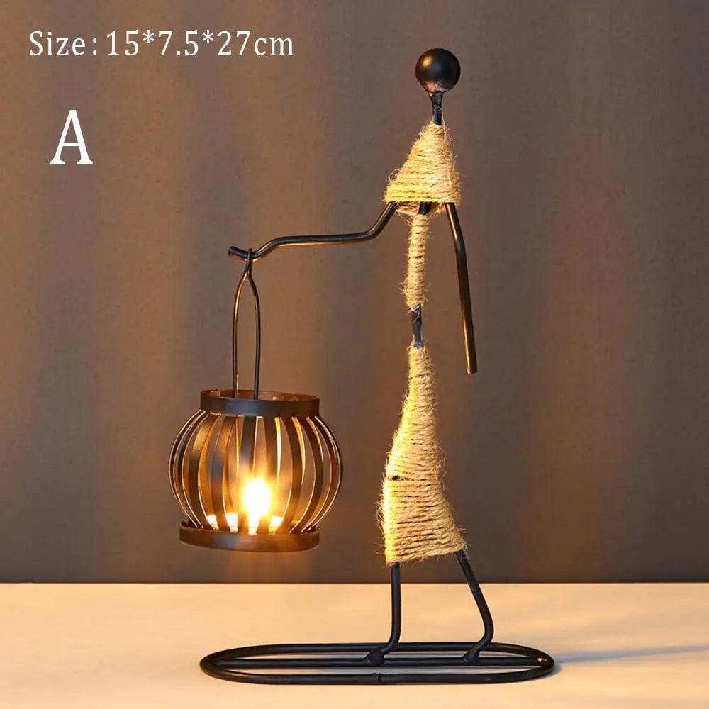 Nordic Metal Abstract Character Candlestick Holder