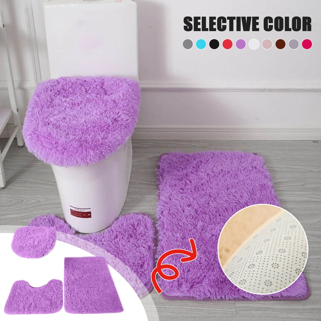 3-Piece Bathroom Rug & Toilet Lid Cover Set