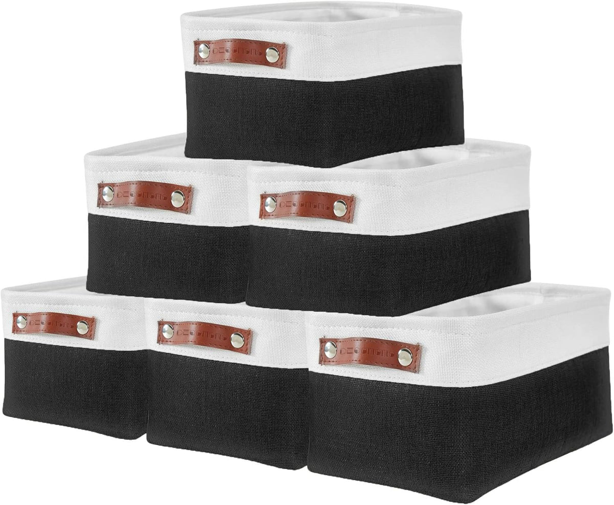 Large Fabric Storage Bins Set of 4 – Grey & White