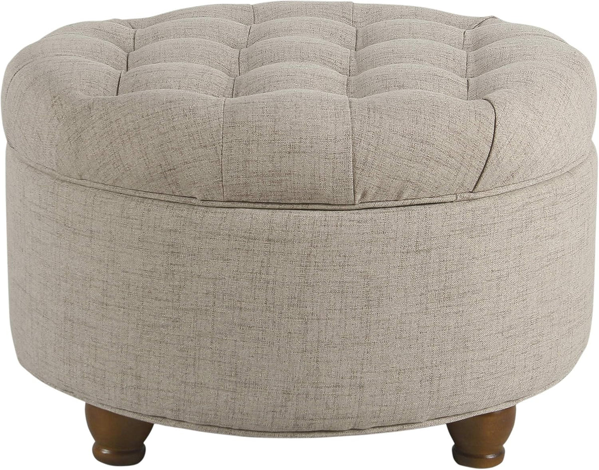 Large Button Tufted Velvet Storage Ottoman – Berry