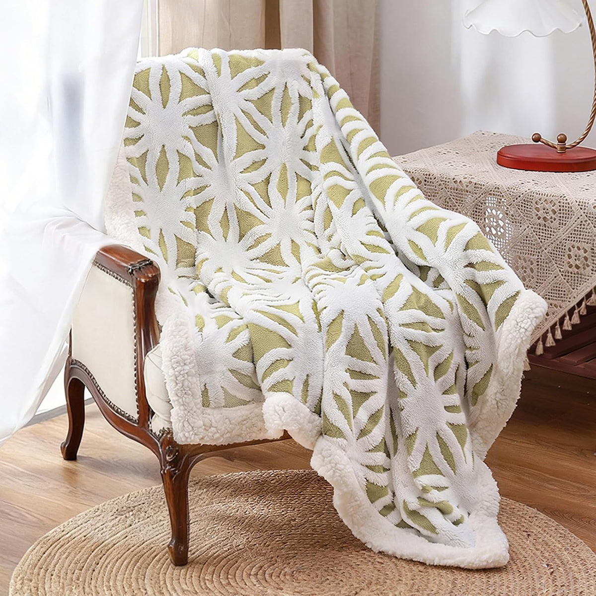 Sherpa Fleece Throw Blanket – Grey, 71" x 80"