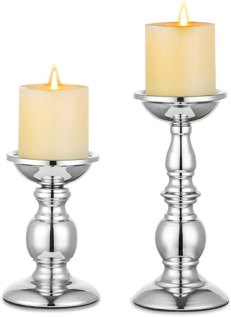 Black Metal Pillar Candle Holders Set of 2